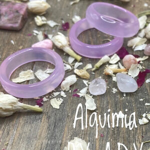 Pink Agate carved gem ring band